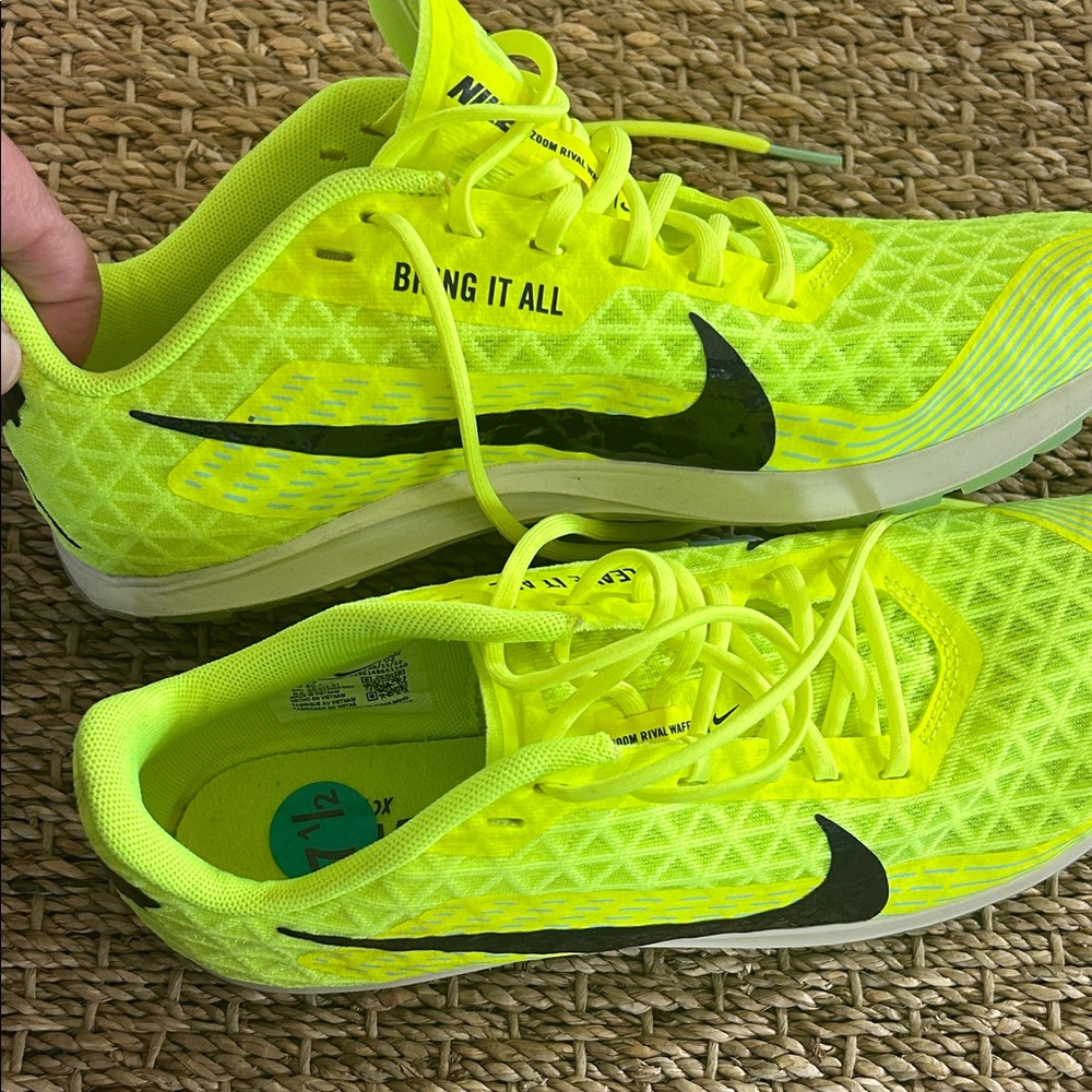Nike Neon Yellow Running Shoes with Black Swoosh